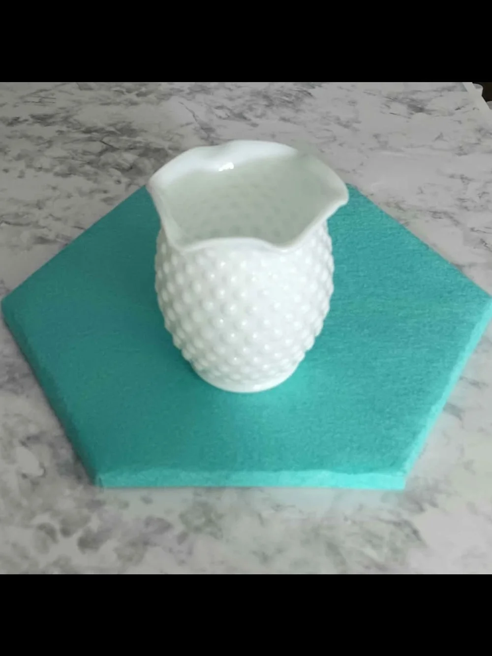 Vintage White Hobnail Milk Glass Ruffled Vase